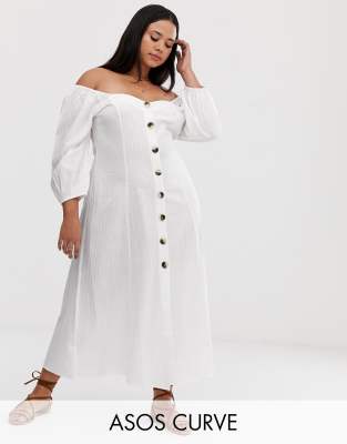 asos design button through maxi dress