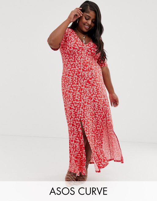 Button through cheap maxi tea dress