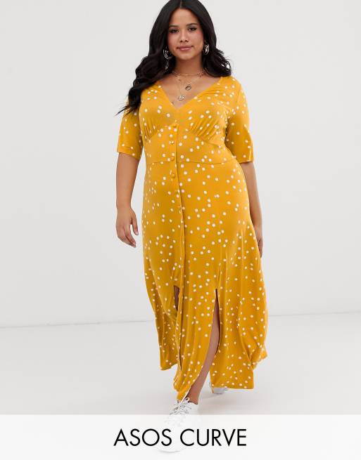 Asos yellow polka top dot dress