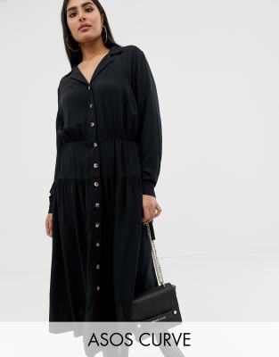 midi shirt dress long sleeve