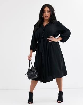 asos black button dress