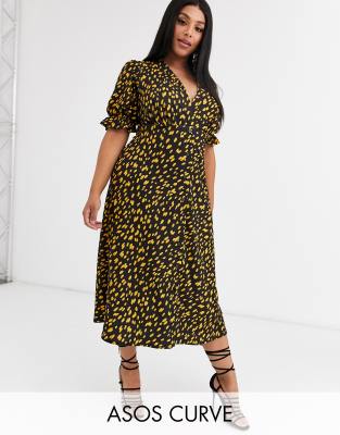 asos brown polka dot dress