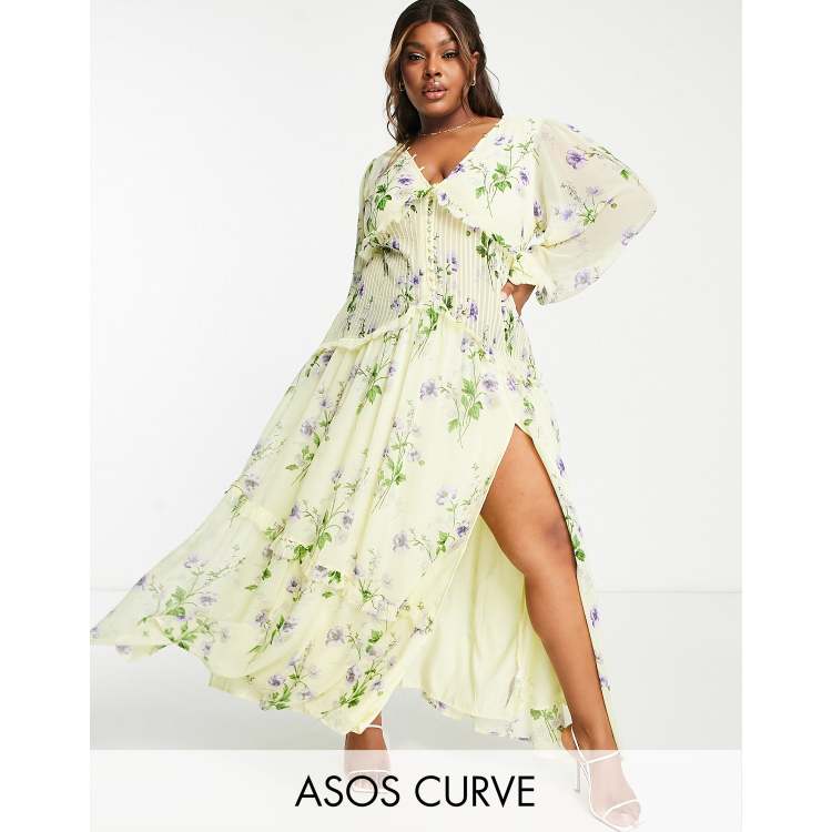 Asos curve hot sale yellow dress