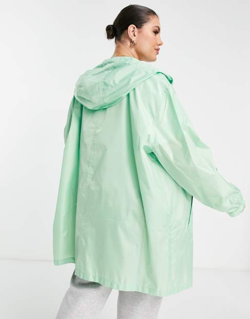 ASOS DESIGN Curve button through rain jacket in green