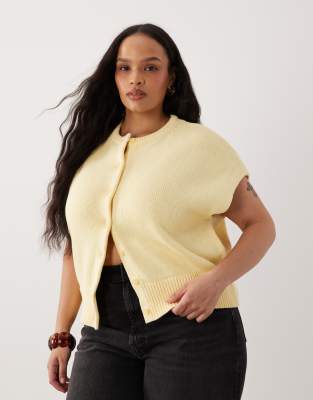 Asos Curve Asos Design Curve Button Up Relaxed Tank In Yellow