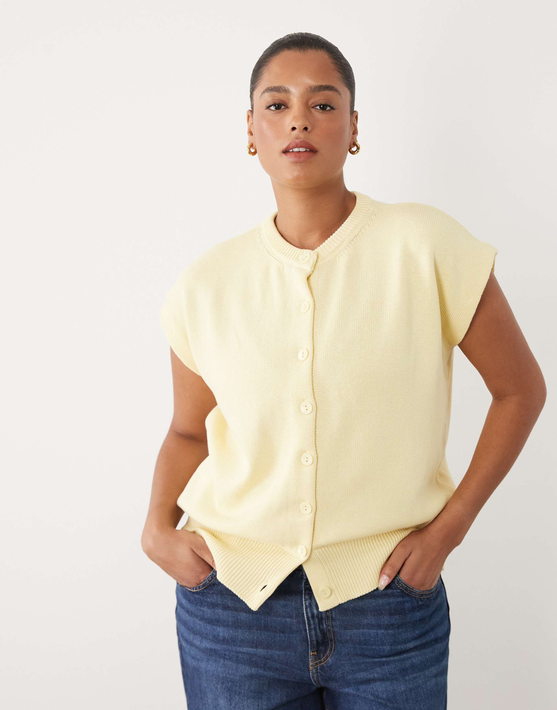 asos design curve button up relaxed tank in buttermilk