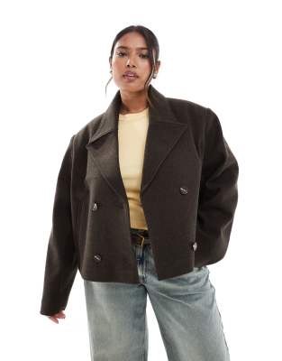 ASOS DESIGN Curve - Caban court élégant - Chocolat-Marron