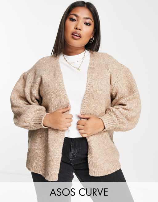 ASOS DESIGN Curve – Camelowy gruby kardigan oversize