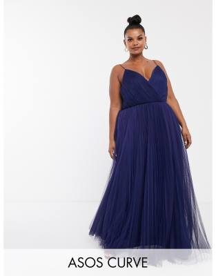 asos design cami pleated tulle maxi dress