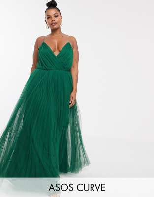 asos design cami pleated tulle maxi dress