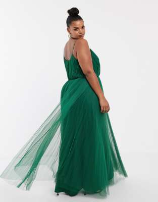 asos cami pleated tulle maxi dress