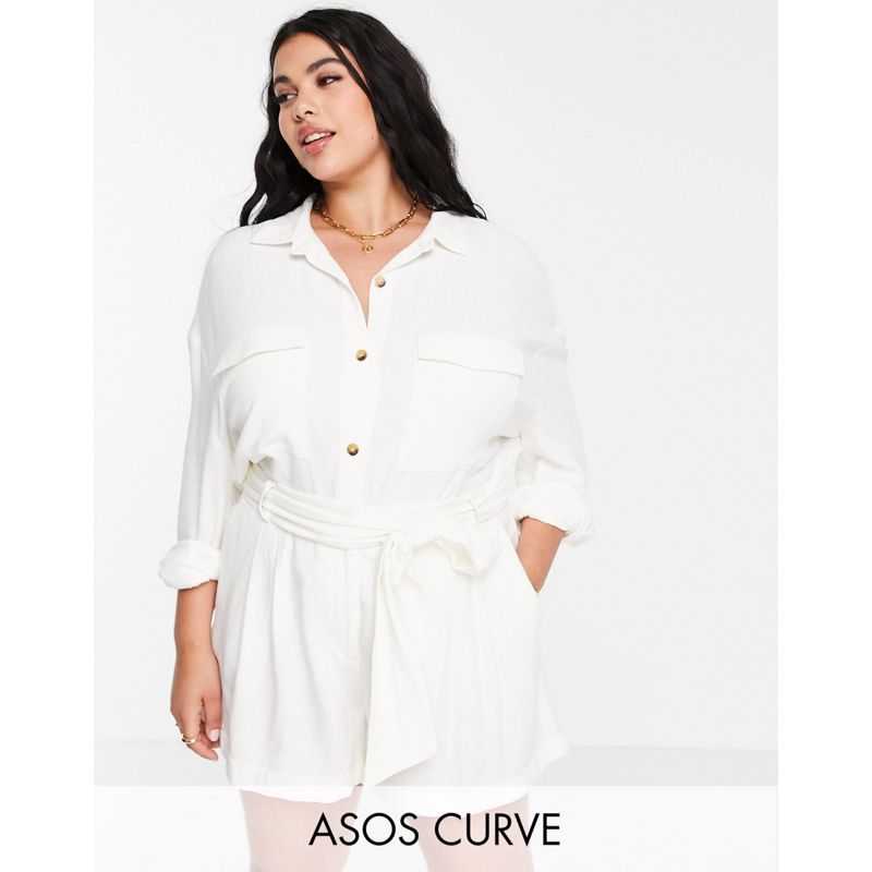 Donna Camicie e bluse DESIGN Curve - Camicia giacca da abito in lino bianco