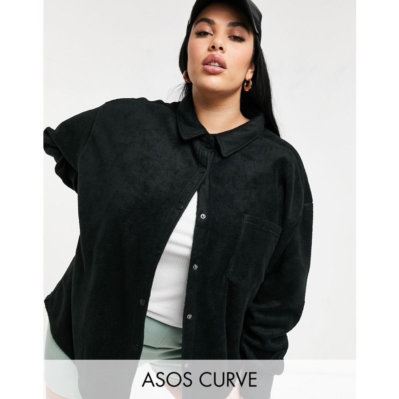 Top Donna DESIGN Curve - Camicia giacca oversize in pile nero