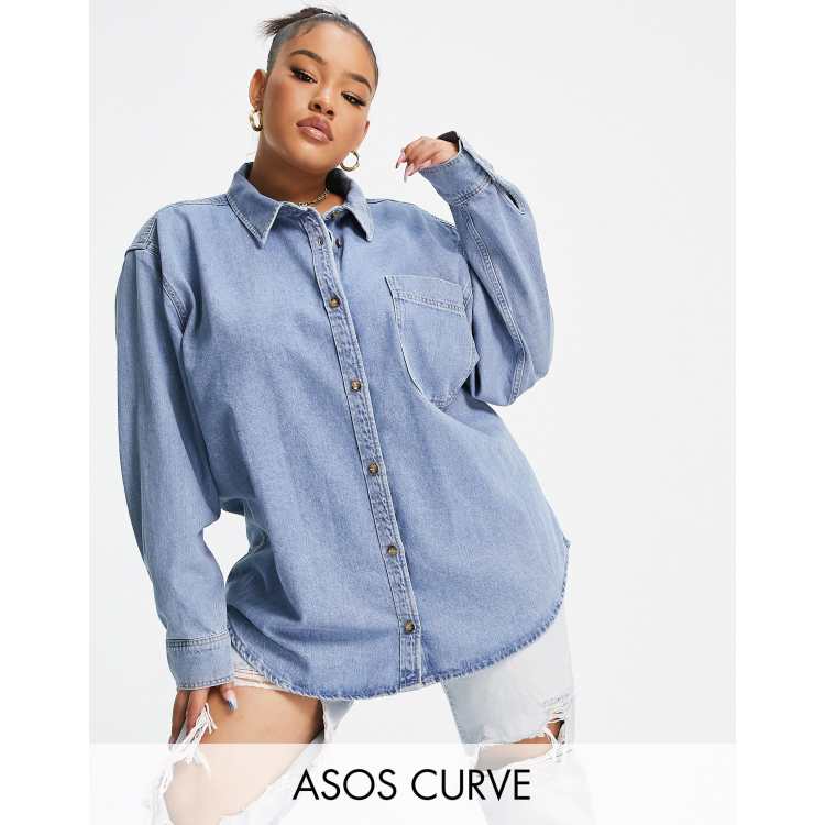 Asos Donna Abbigliamento Camicie Camicie denim Camicia in denim "original" lavaggio medio ASOS DESIGN Curve 