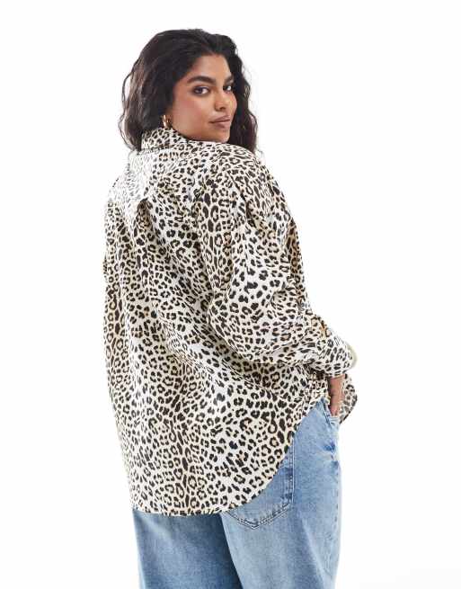 ASOS DESIGN Curve - Camicia oversize leopardata , 3 di 4