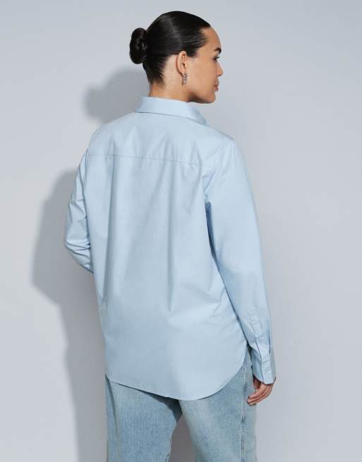 ASOS DESIGN Curve camicia slim blu, 4 di 4