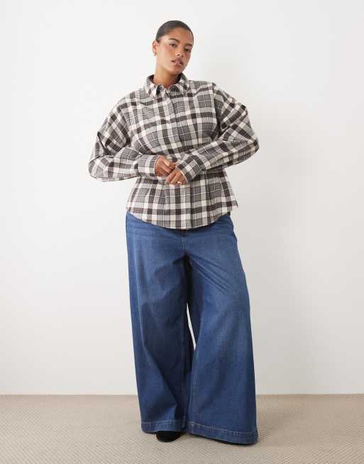 ASOS DESIGN Curve - camisa entallada a cuadros gris, 2 de 4