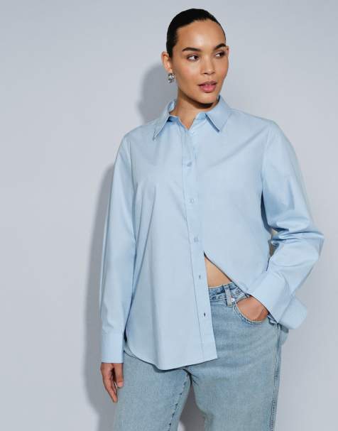 ASOS DESIGN Curve - camisa entallada azul - view 1