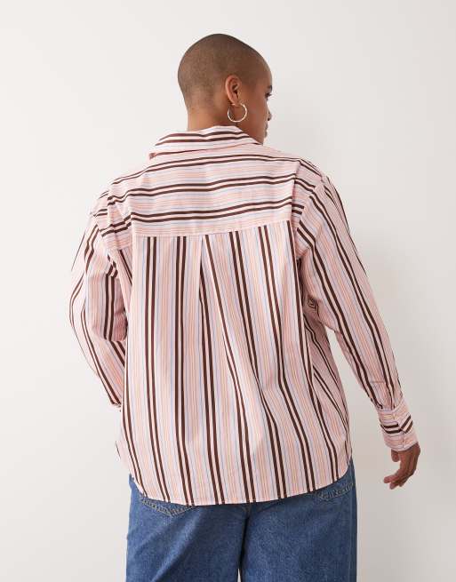 ASOS DESIGN Curve - camisa oversize a rayas rosas, 4 de 4