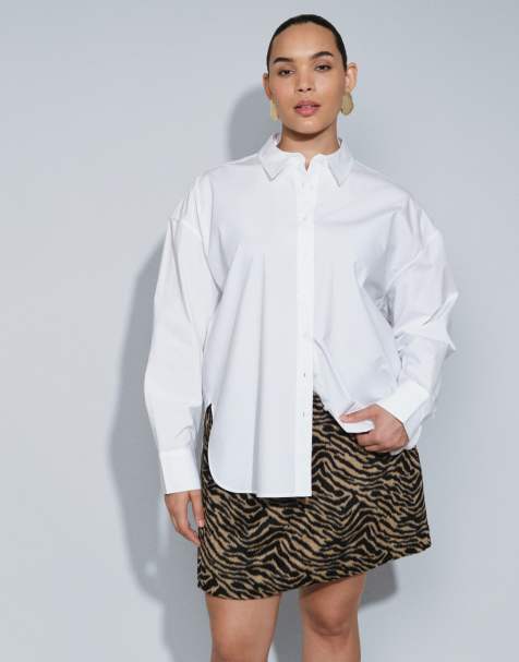 ASOS DESIGN Curve - camisa oversize blanca con bajo asimétrico - view 1