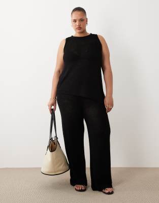 ASOS DESIGN Curve - Camisole in A-Linie in Schwarz mit Zierstreifen, Kombiteil Schwarz 2XL