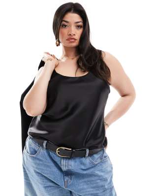 ASOS DESIGN Curve - Camisole in Schwarz mit U-Ausschnitt und Pailletten