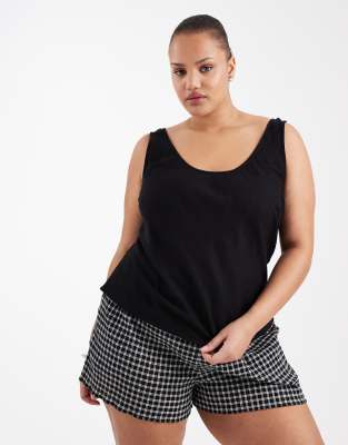 ASOS DESIGN Curve - Camisole in Schwarz mit U-Ausschnitt