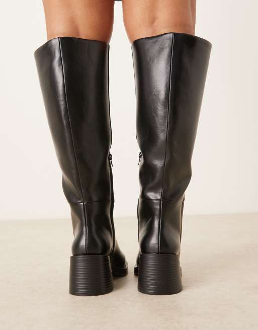 ASOS DESIGN Curve Campbell chunky heeled knee boots in black