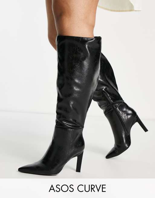 ASOS DESIGN Curve Cancun knee high boots in black ASOS