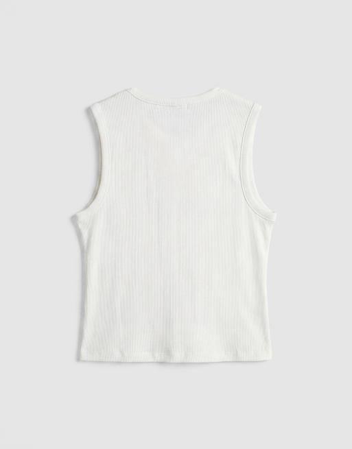 ASOS DESIGN Curve - Canotta con scollo a V avorio a coste, 6 di 8