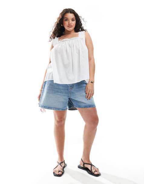 ASOS DESIGN Curve - Canottiera con scollo quadrato e finiture in pizzo - view 1