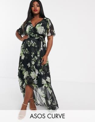 asos plus size green dress