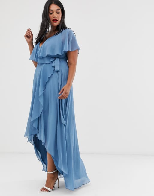 Asos design cape back best sale dipped hem maxi dress