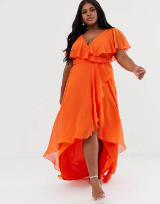 asos design cape back dipped hem maxi dress