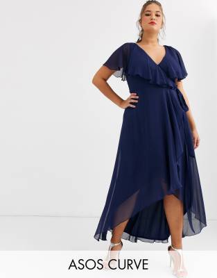 asos design cape back dipped hem maxi dress