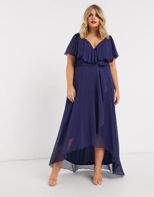 asos design cape back dipped hem maxi dress