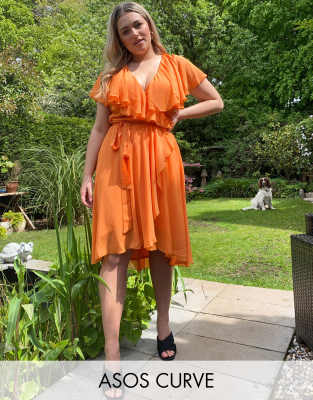 orange cape dress