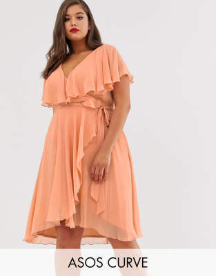 asos design cape back dipped hem midi dress