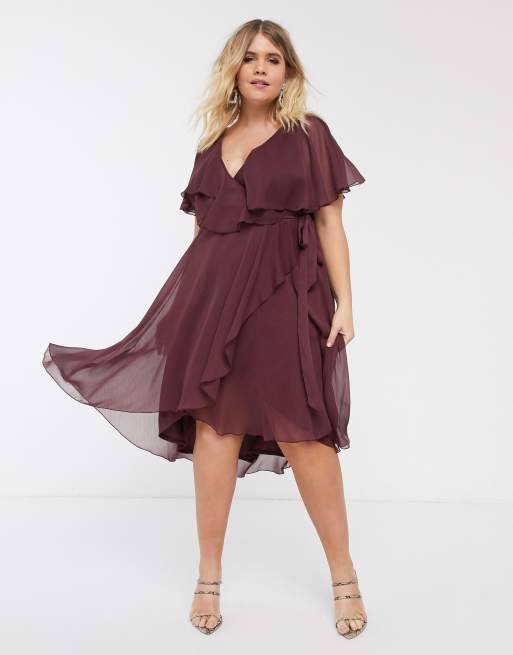 Asos design cape back dipped hem midi clearance dress