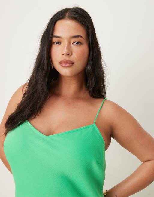 ASOS DESIGN Curve cape overlay ruffle bias maxi dress in bright gren, 3 of 4