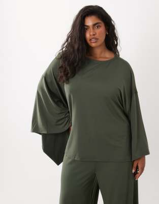 Asos Curve Asos Design Curve Cape Style Co-ord Top In Green