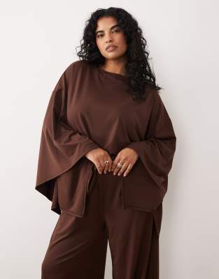 Asos Curve Asos Design Curve Cape Style Top In Brown