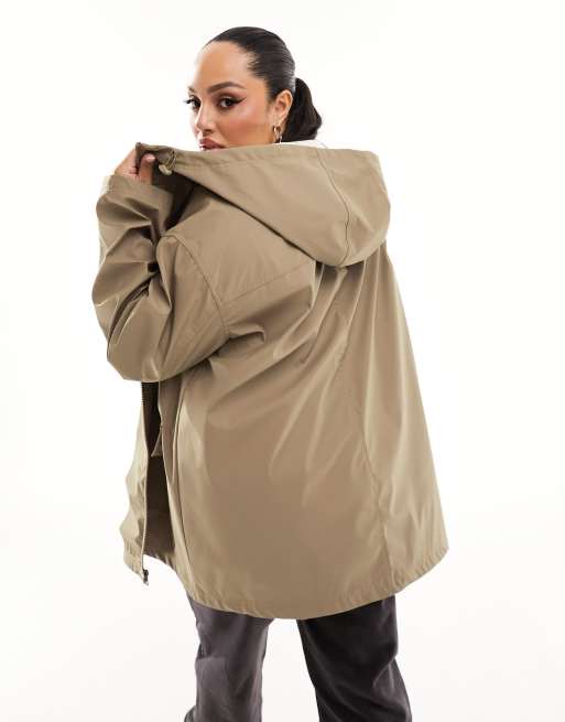 ASOS DESIGN Curve - Cappotto impermeabile gommato color fungo, 3 di 4