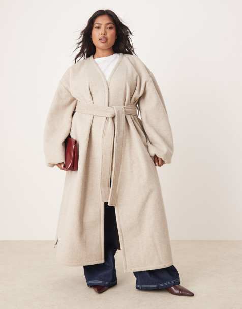 ASOS DESIGN Curve - Cappotto leggero taglio lungo elegante color avena - view 1