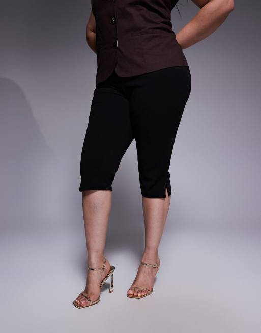 ASOS DESIGN Curve capri pants with side split in black, 5 of 5
