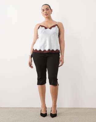 Asos Curve Asos Design Curve Capri Pants With Side Split In Multi