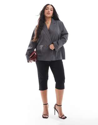 ASOS Curve ASOS DESIGN Curve capri trousers in black