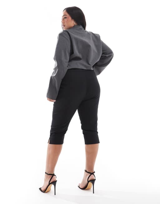 ASOS DESIGN Curve capri trousers in black , 3 of 5