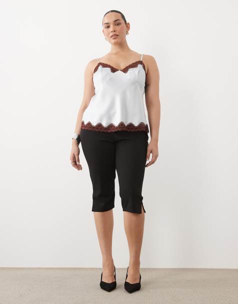 ASOS DESIGN Curve capribukser med slids i siden i sort - view 1