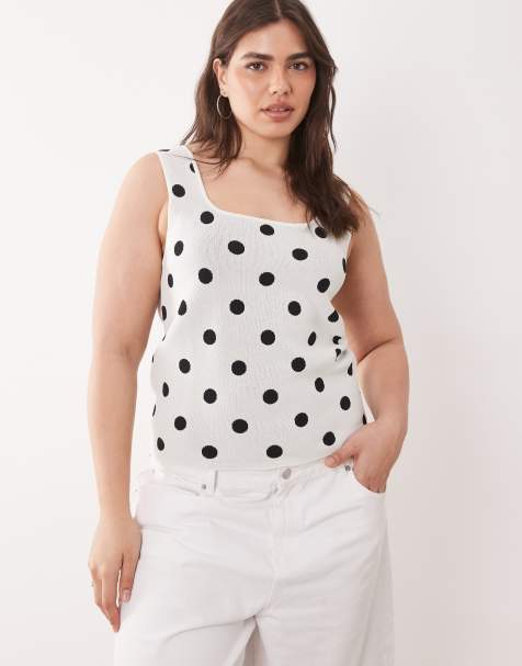 ASOS DESIGN Curve - Caraco compact à pois avec encolure carrée - view 1